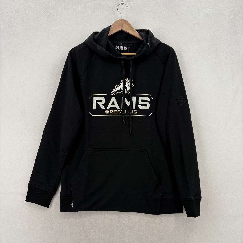 RUDIS Rams Wrestling Sweatshirt Mens Medium Black Wrestling Hoodie Pullover NWT